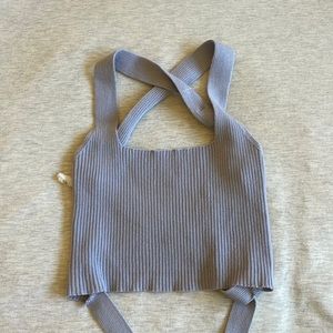 Super cute cross cross tie back knit tank in lilac purple size s/m